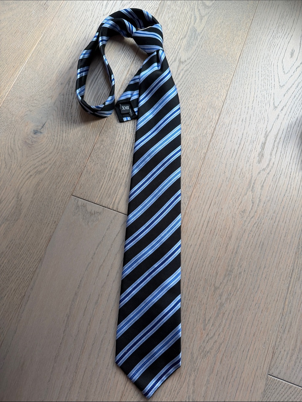 Classic Black Tie with Light Blue Stripes - Men's Dress Tie